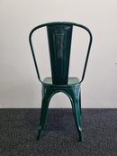 Set of 3 Tolix tin chairs dark green